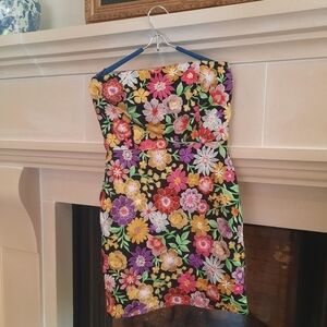 Ramy Brook Strapless Black and Red Bodycon Mini Dress